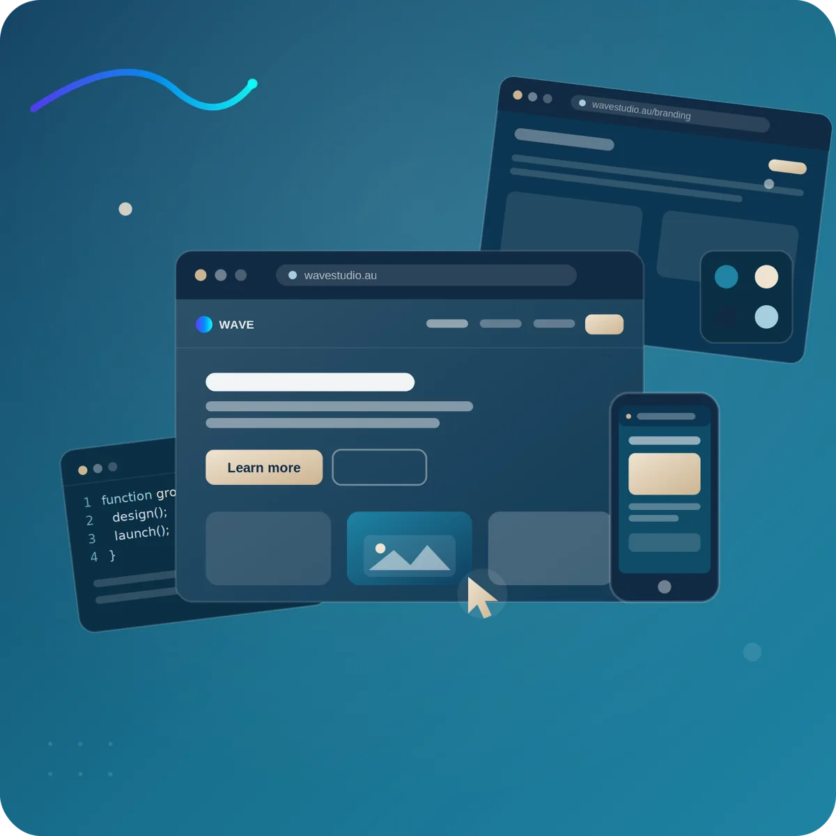 Website mockups on desktop and mobile by WAVE STUDIO